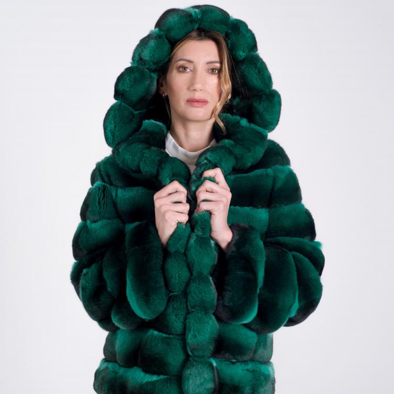  Fur jacket in green Chinchillà