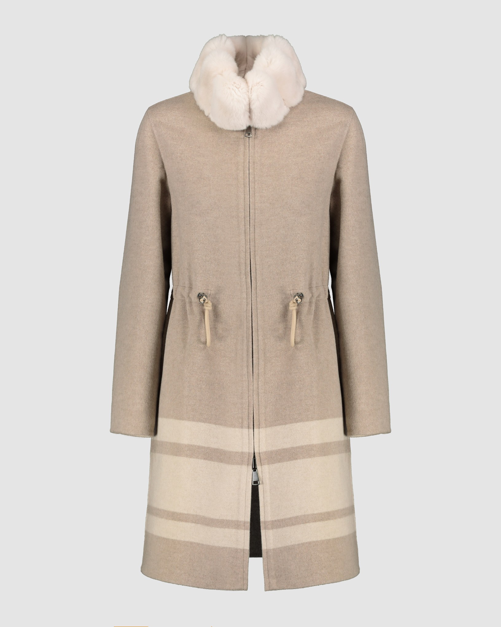 REVERSIBLE CASHMERE BLEND COAT WITH CHINCHILLA
