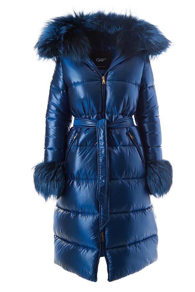 Torino  padded coat trimmed with silver fox fur